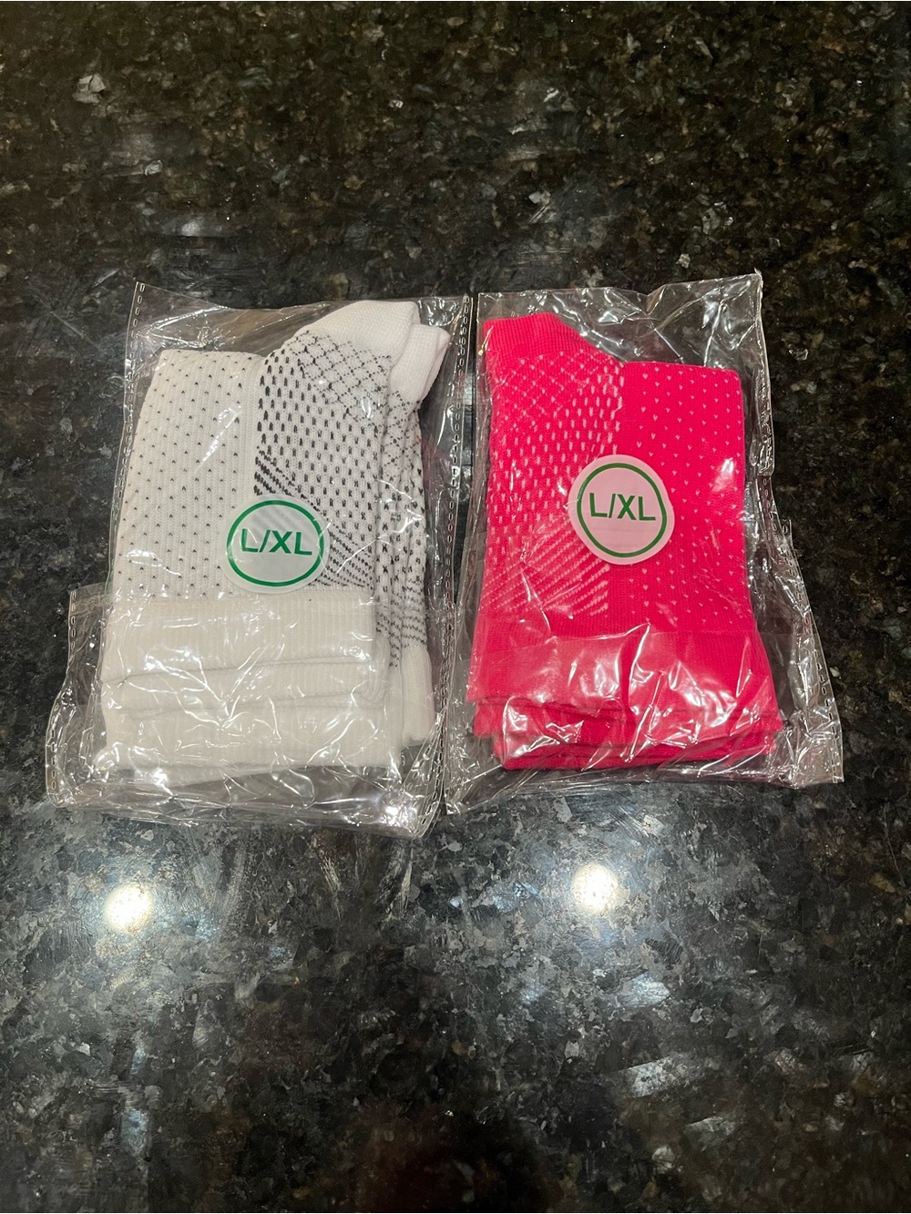 L/XL Compression Socks - White & Hot Pink - 2-Pack